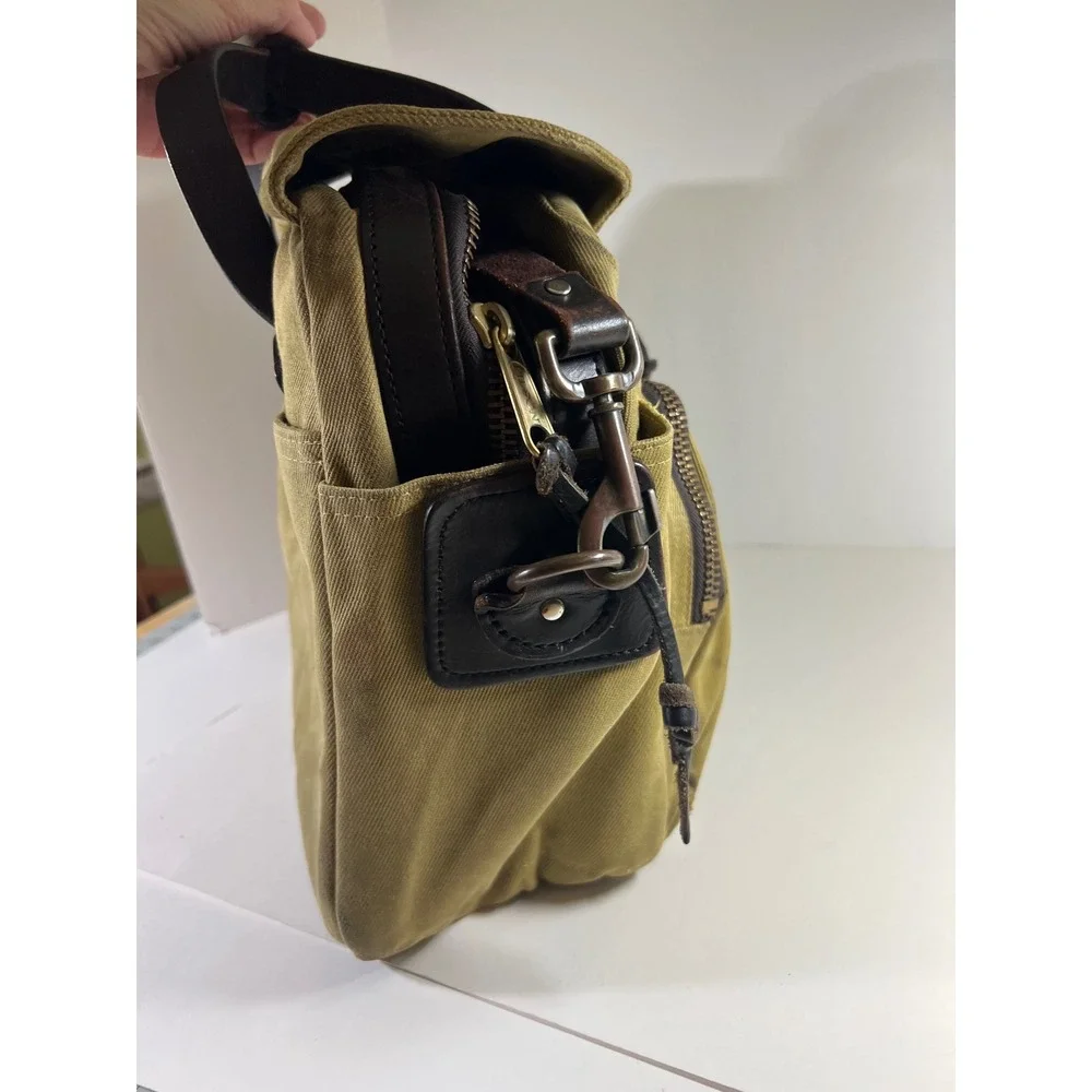 Filson 258 Rugged Twill Padded Briefcase Computer Bag Canvas Leather OtterGreen